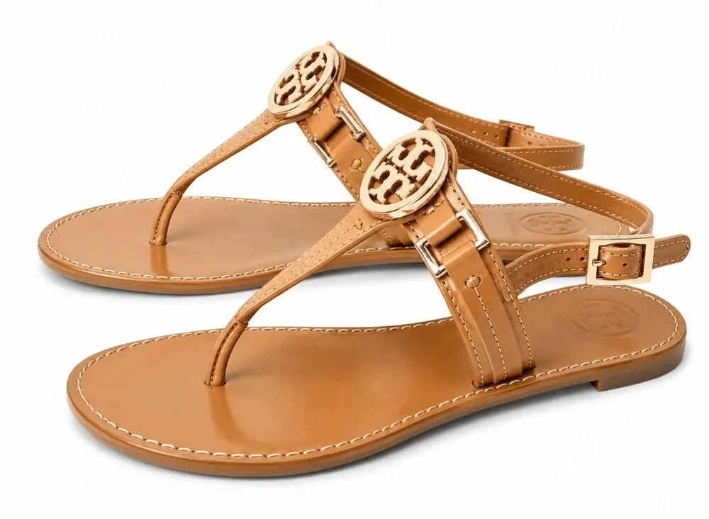 TORY BURCH Everly Leather T Strap Sandal Size 8.5M